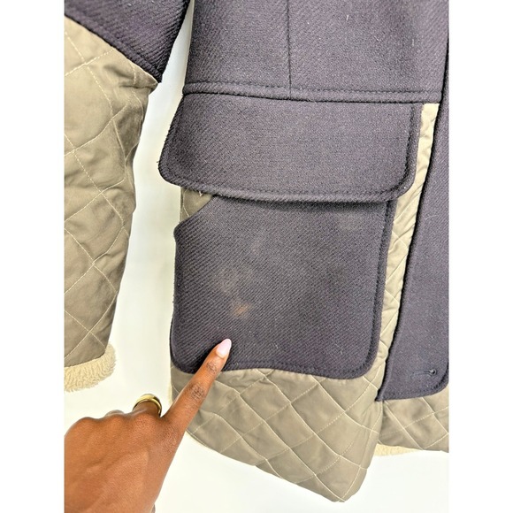 Karen Millen Wool Blend Quilted Coat Women's Size 4 Hooded Full Zip Winter Cozy - Picture 7 of 7